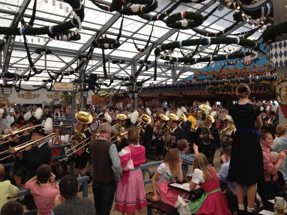 Inside an Oktoberfest tent