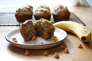 Eggless PB Banana Muffins