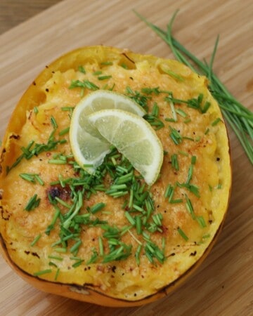 Spaghetti squash lemon gratin