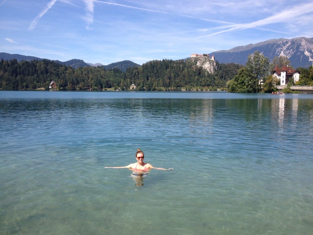 Swimming in Lake Bled, Slovenia