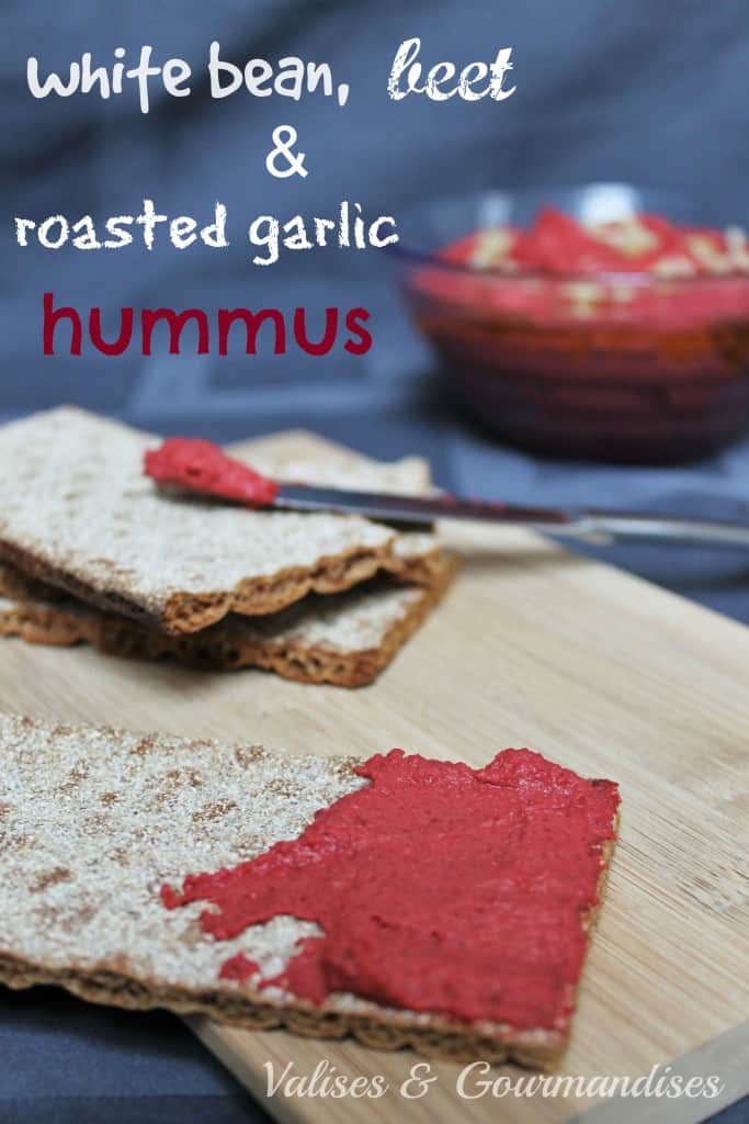 White bean, Beet & Roasted Garlic Hummus - www.valisesetgourmandises.com