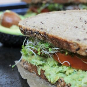 Mashed avocado and chickpea sandwich