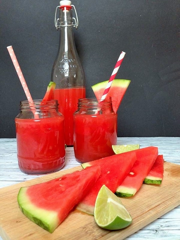 Homemade watermelon iced tea - refined sugar free