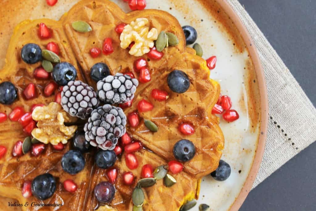 Gaufre blé entier à la citrouille, végétaliennes