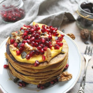 Vegan pumpkin pancakes with whole spelt - Valises & Gourmandises