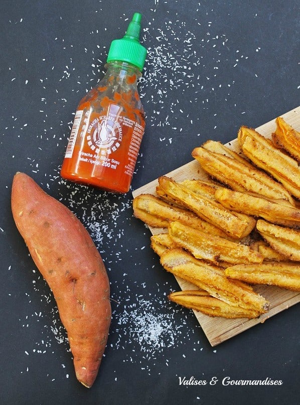 Frites de patate douce tempura sriracha-noix de coco