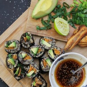 Vegan sweet potato quinoa sushi