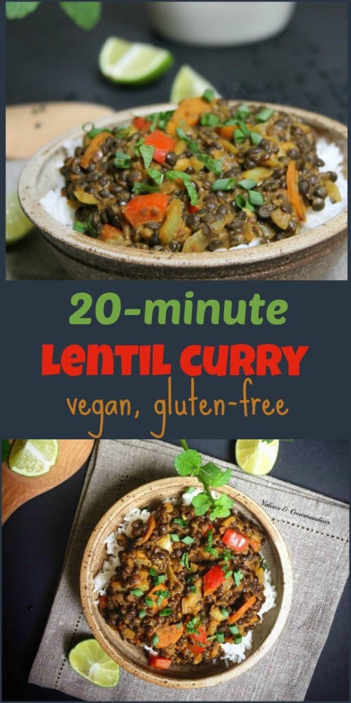 This healthy lentil curry comes together in under 20 minutes! Perfect for weeknights.