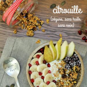 Granola à la citrouille - végane, sans huile, sans noix - Valises & Gourmandises