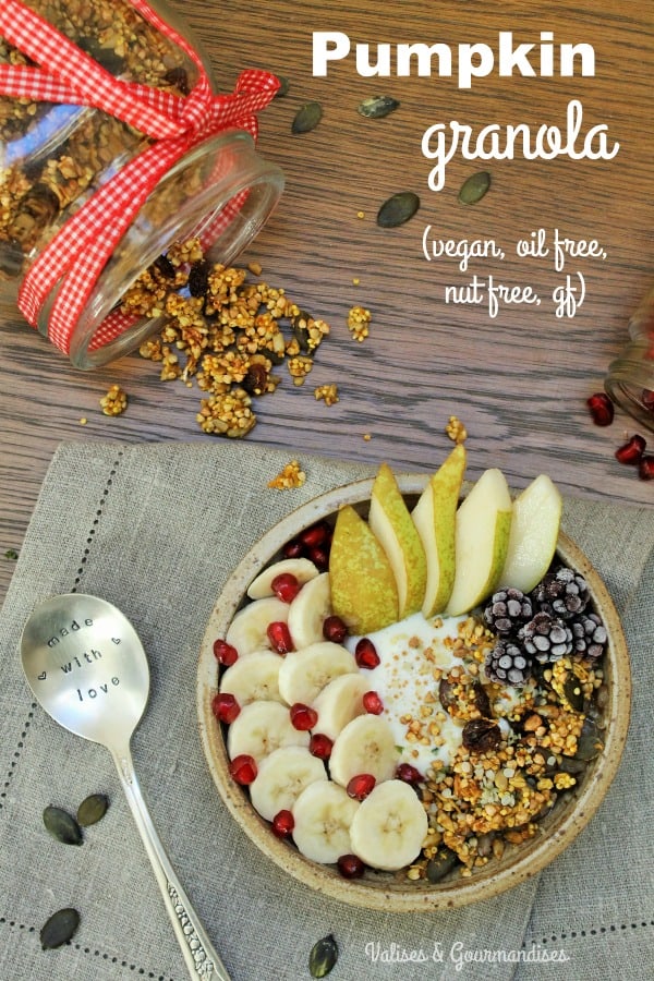 Healthy pumpkin granola, oil free, nut free and gluten free - Valises & Gourmandises