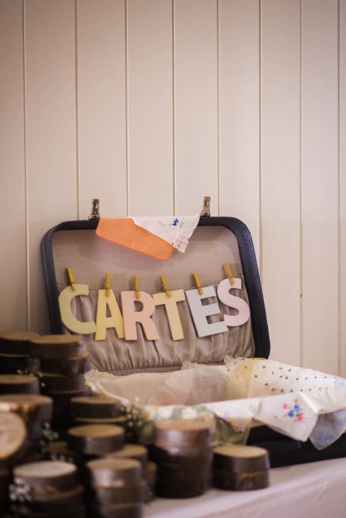 Valise vintage pour recueillir les cartes, Mon mariage végane