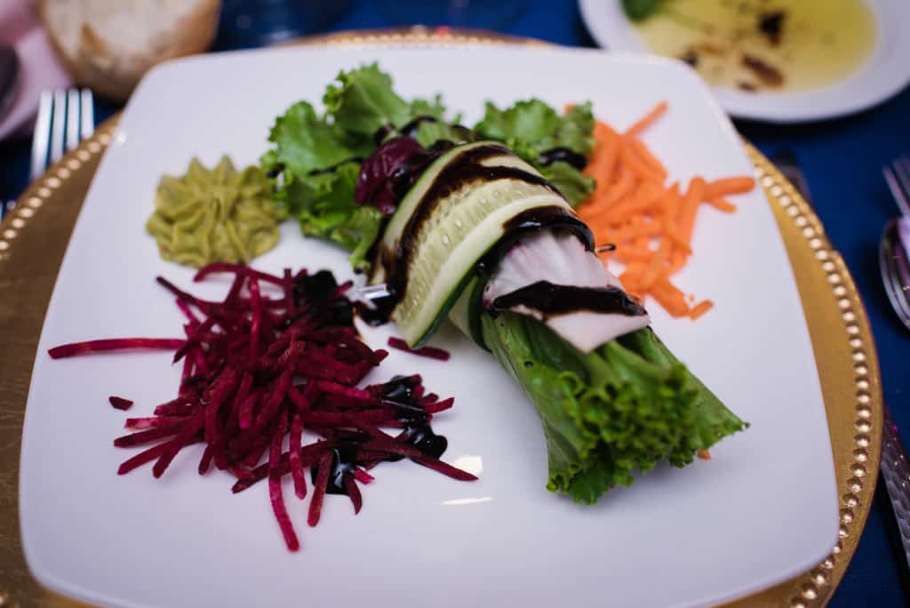 Entrée salade roulée mariage végane