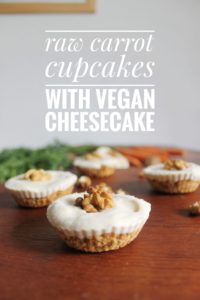 Raw carrot cupcakes with a vegan cheesecake layer