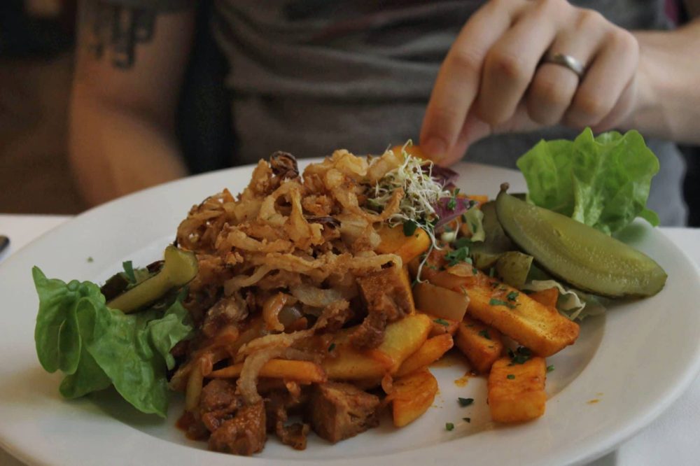Delicious vegan meal at Napfyenes restaurant, Budapest