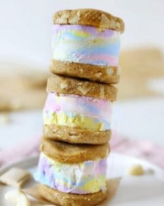 vegan rainbow ice cream sandwiches