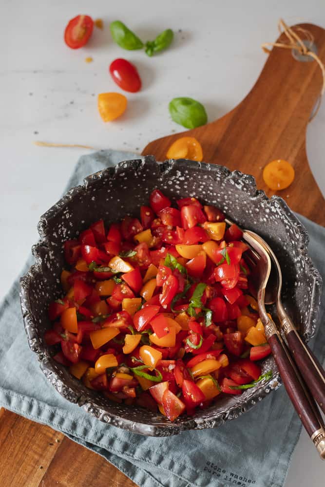 Cherry tomato salad in a bowl