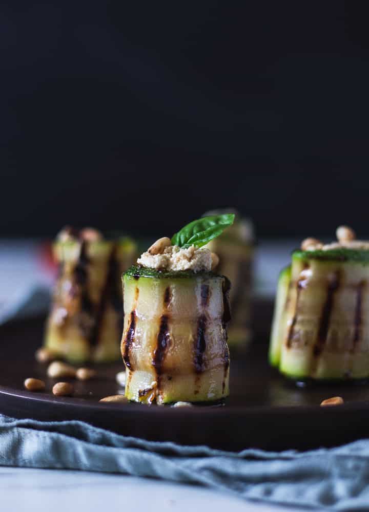 grilled zucchini rolls stuffed with tofu ricotta